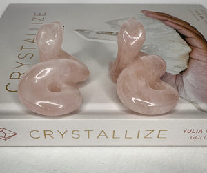 Rose Quartz Snake Carving - Healing Crystal
