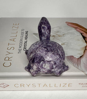 Large Mica Lepidolite Turtle Carving - Healing Crystal