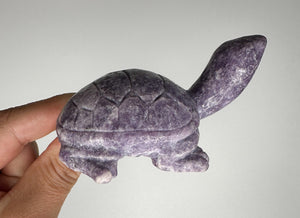 Large Mica Lepidolite Turtle Carving - Healing Crystal