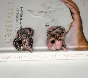 Intuitive Selection Rhodonite Snake Carving - Healing Crystal