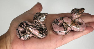 Intuitive Selection Rhodonite Snake Carving - Healing Crystal