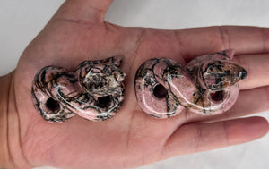 Intuitive Selection Rhodonite Snake Carving - Healing Crystal