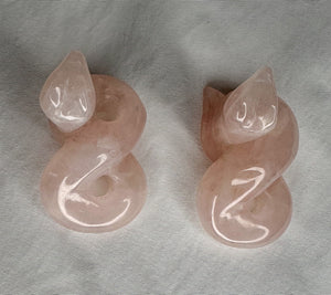 Rose Quartz Snake Carving - Healing Crystal