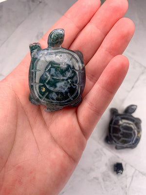 Natural Moss Agate Turtle