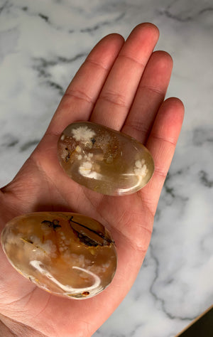 Flower Agate Palm Stone