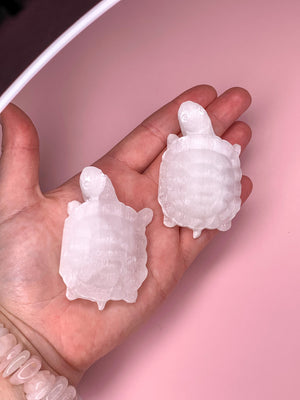 Selenite Turtle Carving