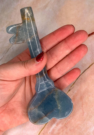 Blue Onyx Crystal Heart Large Key