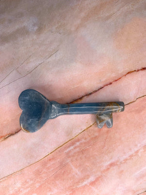 Blue Onyx Heart Key, Blue Onyx Key Carving, Blue Onyx Crystal, Large Blue Onyx, Blue Crystals