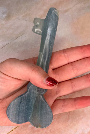 Large Blue Onyx Crystal Heart Key