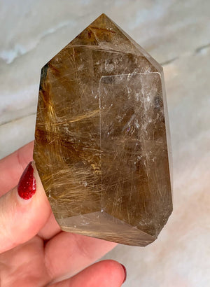 Golden Rutilated Quartz Crystal - Natural Freeform Polished