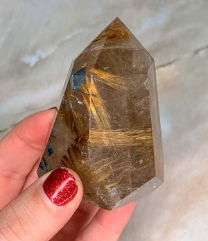 Golden Rutilated Quartz Crystal - Natural Freeform Polished