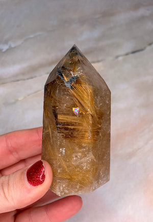 Natural Freeform Polished Golden Rutilated Crystal Quartz