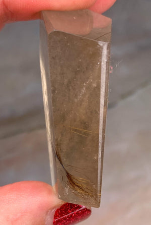 Natural Golden Rutilated Quartz Crystal, Freeform Polished