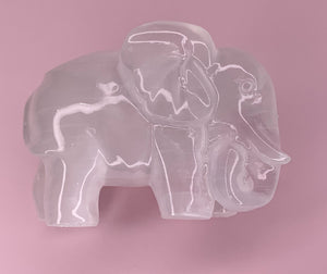 Selenite Elephant Carving