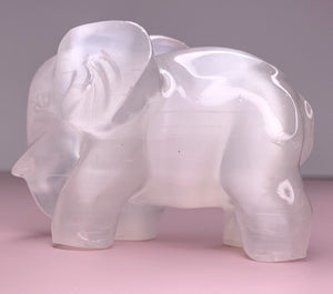 Selenite Elephant Carving