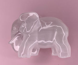 Selenite Elephant Carving