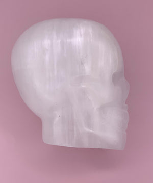 Selenite Skull Carving