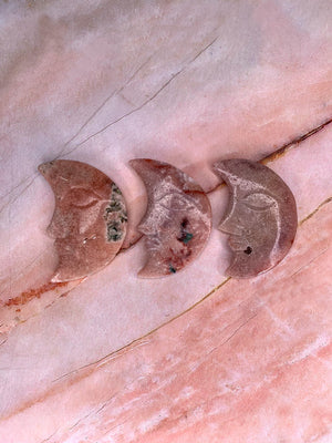 Pink Amethyst Moon With Face