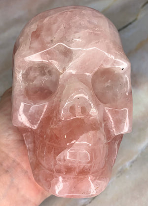 Large Rose Quartz Solid Skull