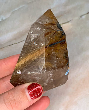 Golden Rutilated Quartz Crystal - Natural Freeform Polished