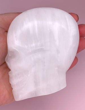 Selenite Skull Carving
