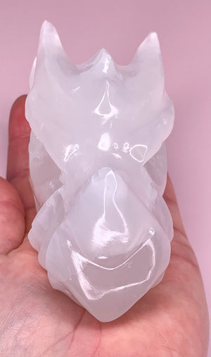Selenite Dragon Head Carving