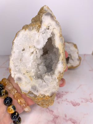 Natural Large Quartz Geodes Occos Pair White