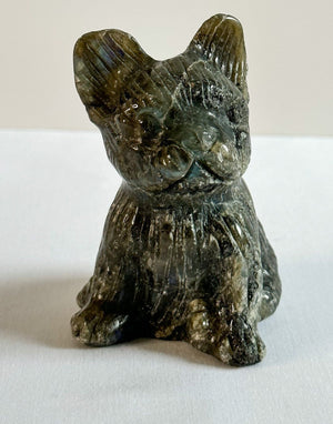 Large Natural Labradorite French Bulldog