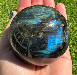 Flashy Large Labradorite Sphere - Natural Polished Crystal