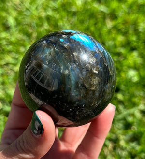 Flashy Large Labradorite Sphere - Natural Polished Crystal