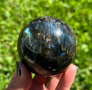 Flashy Large Labradorite Sphere - Natural Polished Crystal
