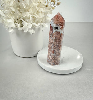 Pink Agate Tower with Druzy Pockets - Small & Unique