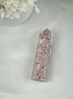 Pink Agate Tower with Druzy Pockets - Small & Unique