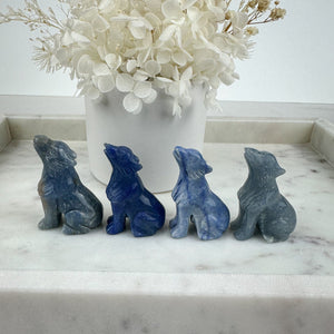 Intuitively Chosen Blue Aventurine Wolf Carving | Crystal Wolf Sculpture