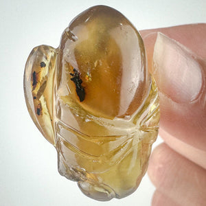 Hand-Carved Amber Bee - Honeybee Sculpture with Rainbows