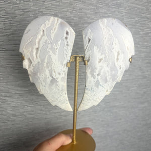 White Agate Druzy Wings on Stand | Spiritual Statement Piece