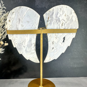 White Agate Druzy Wings on Stand | Spiritual Statement Piece