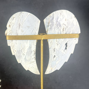 White Agate Druzy Wings on Stand | Spiritual Statement Piece