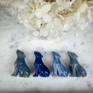 Intuitively Chosen Blue Aventurine Wolf Carving | Crystal Wolf Sculpture