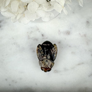 Hand-Carved Amber Bee - Honeybee Sculpture with Varied Amber Tones