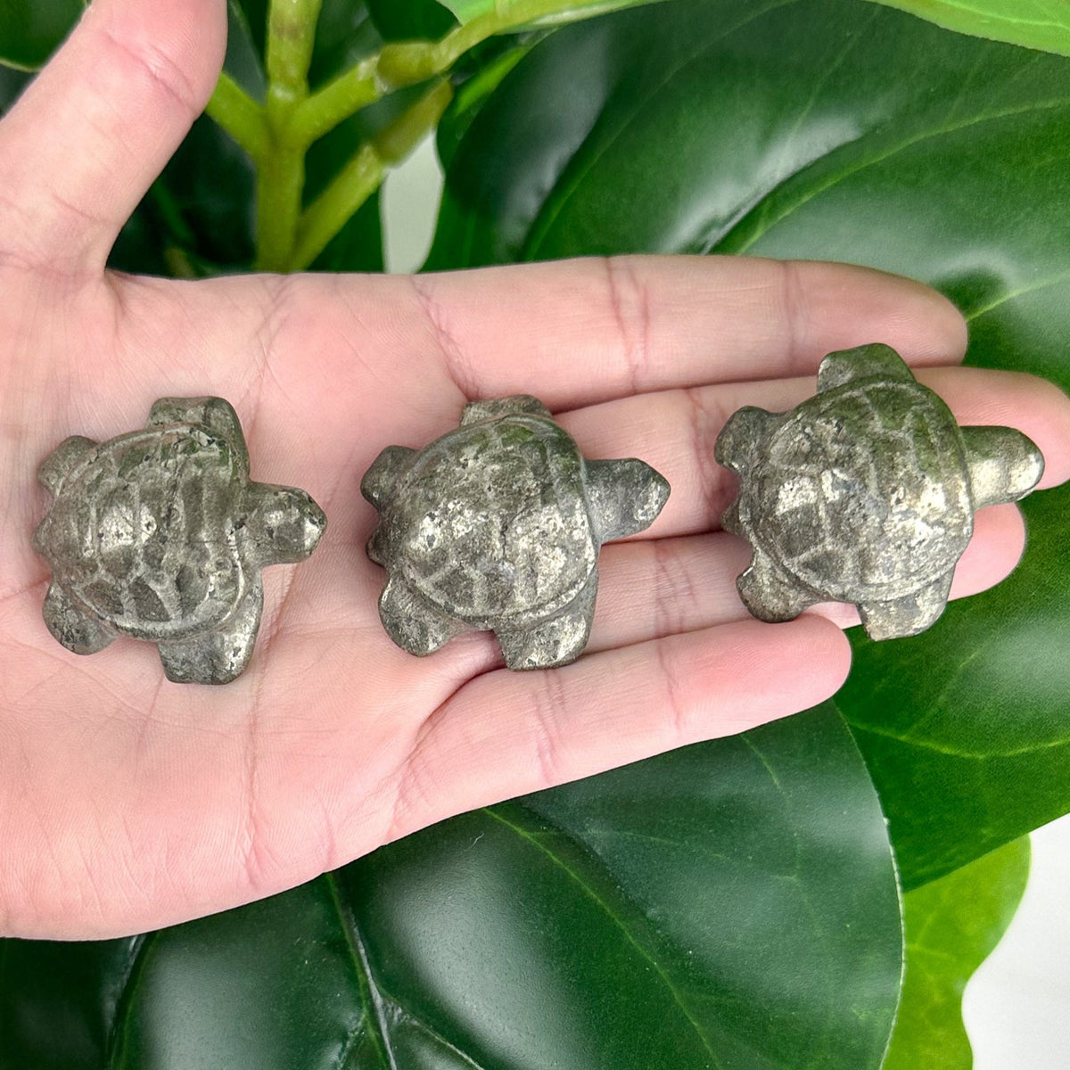 Rustic Pyrite Turtle Carving