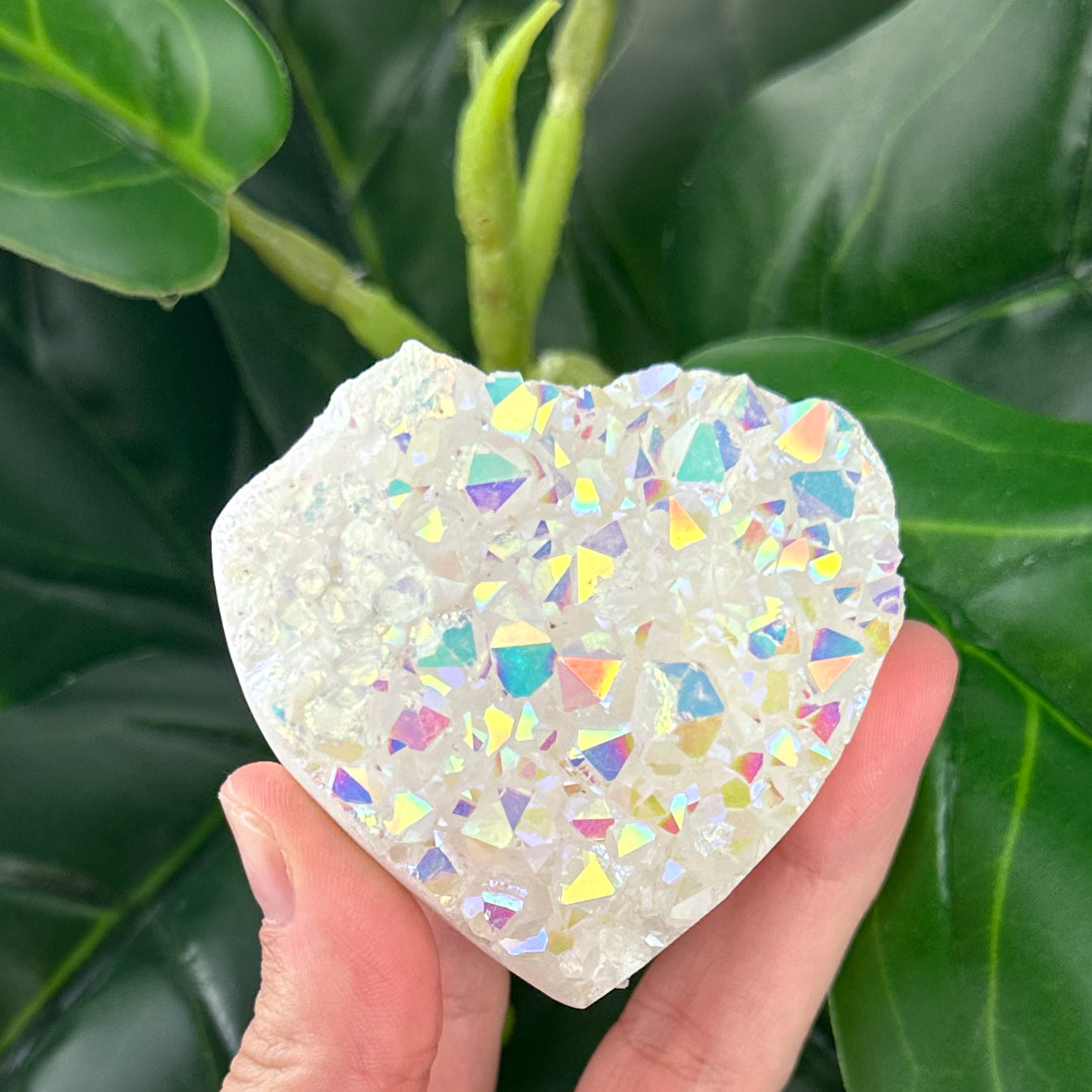 Angel Aura Quartz Cluster | Heart Shape | High Vibration Crystal (182g)