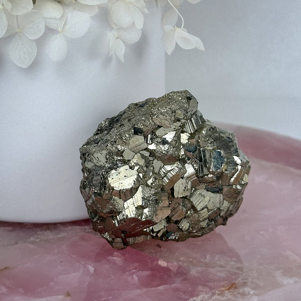 Golden Radiance: High-Quality Pyrite Cluster of Power