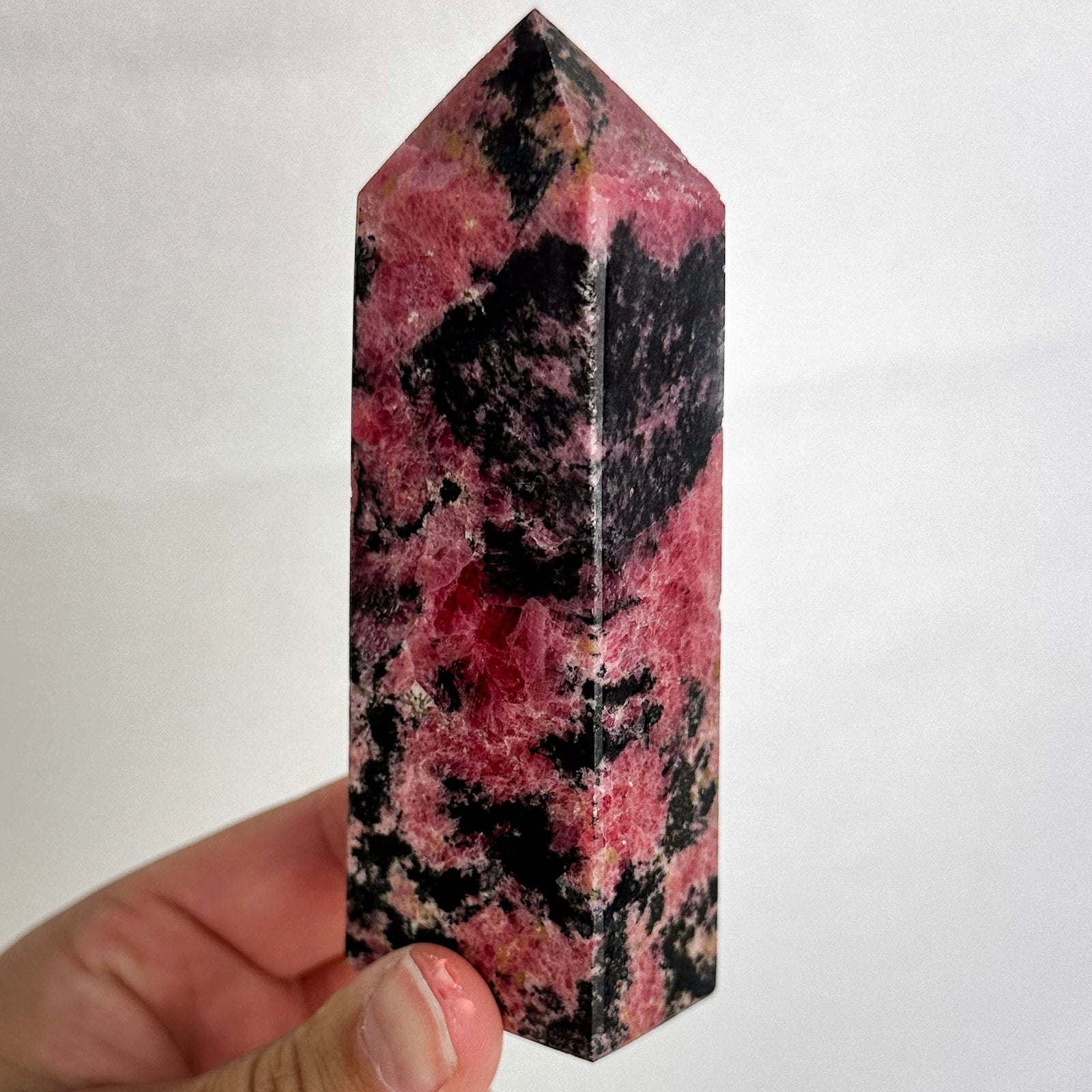 Rhodonite Pink Crystal Tower - Healing Energy Obelisk