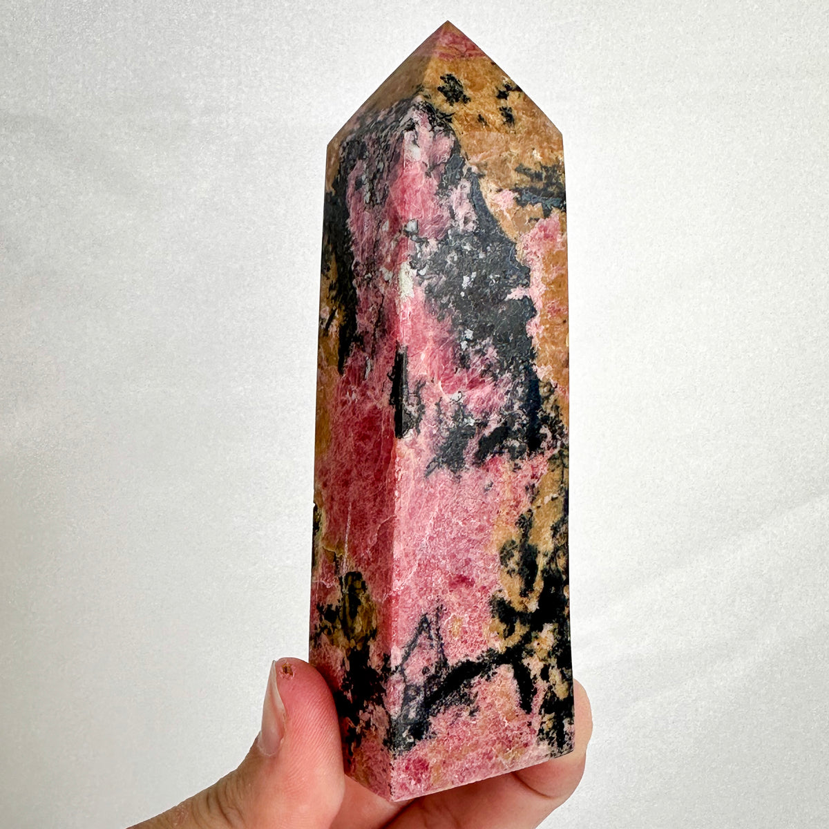 Rhodonite Obelisk - Pink Crystal Healing Tower