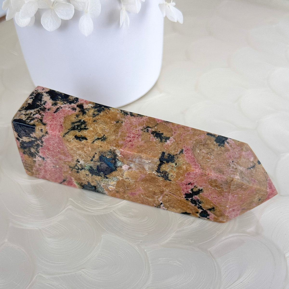 Rhodonite Obelisk - Pink Crystal Healing Tower