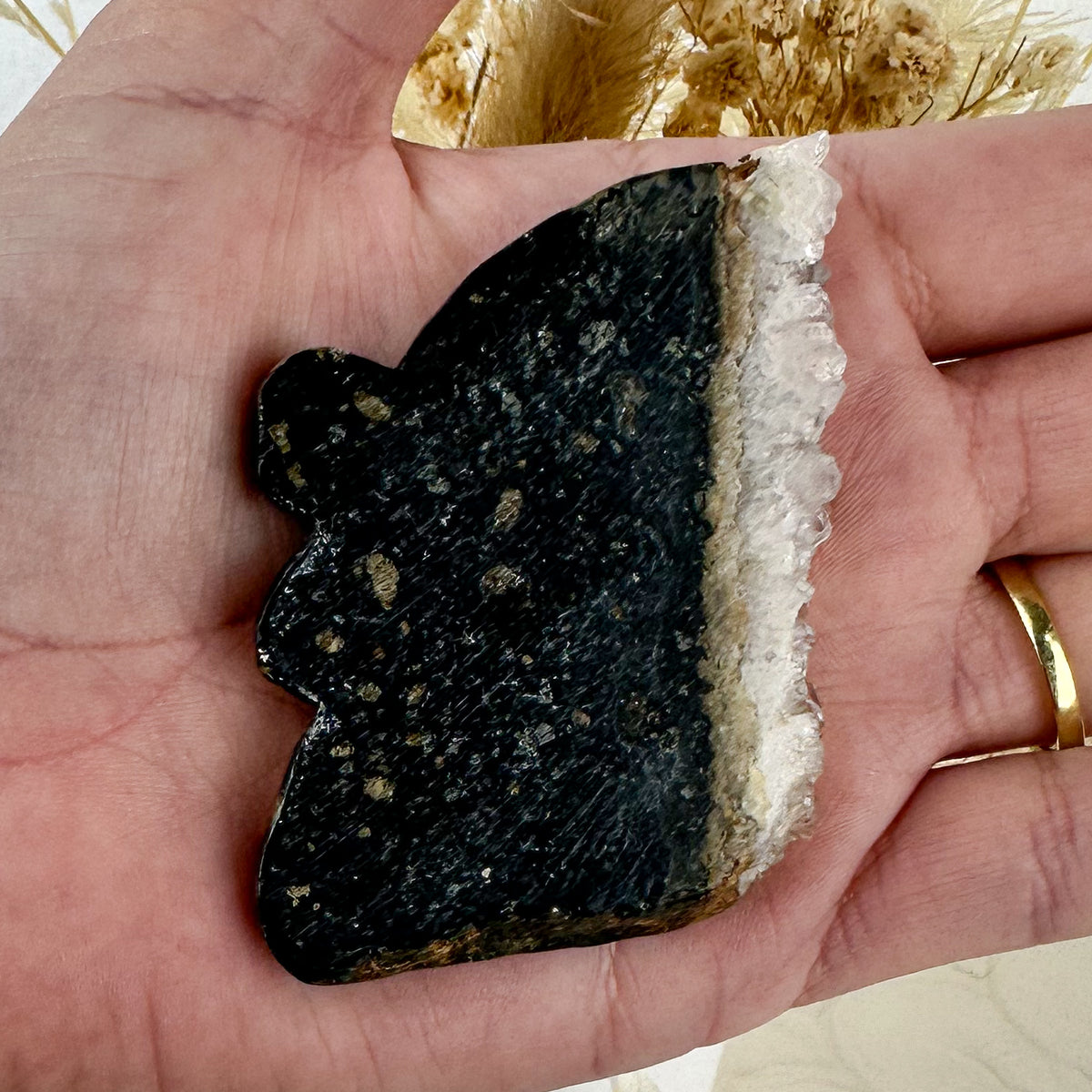 Hand Carved Fairy with Quartz Druzy Wings - 41g