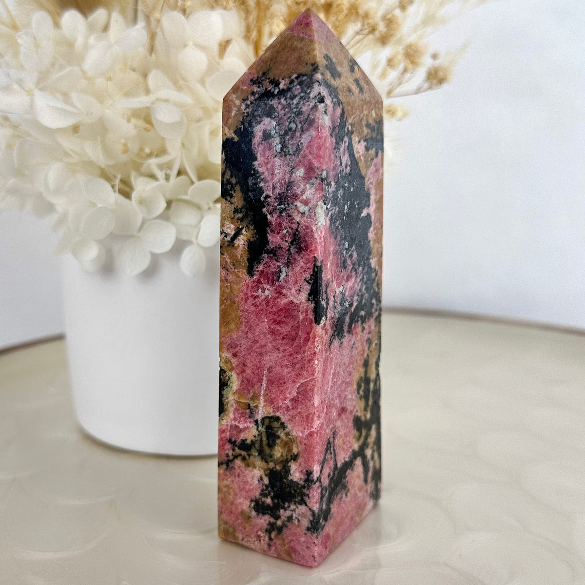 Rhodonite Obelisk - Pink Crystal Healing Tower