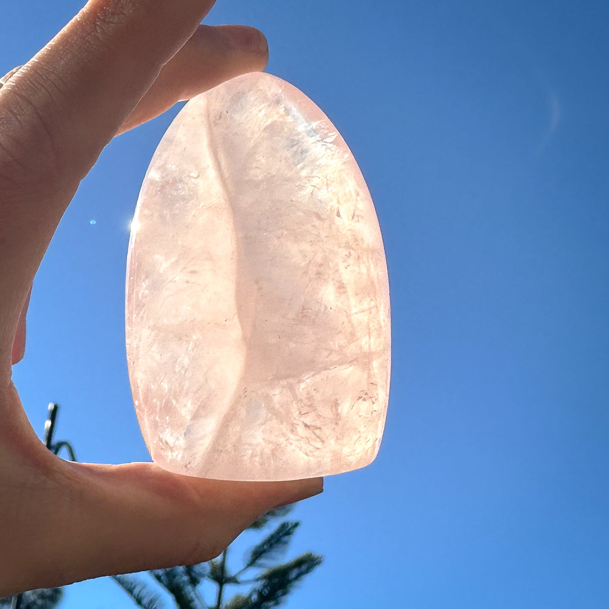 Rose Quartz Dome - Illuminated with Rainbows, 173g