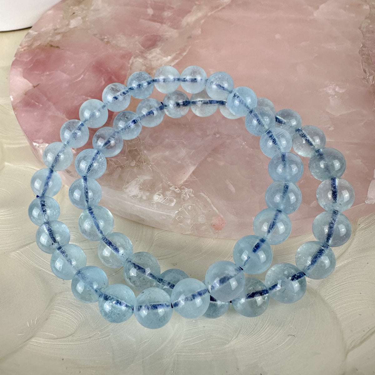 Aquamarine Beaded Bracelet - Channel Serenity and Clarity